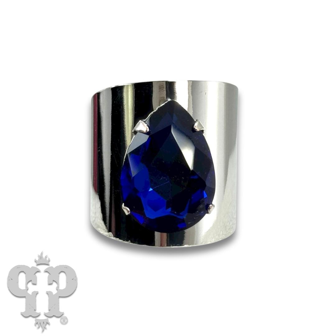 Rhinestone teardrop adjustable base ring - LC