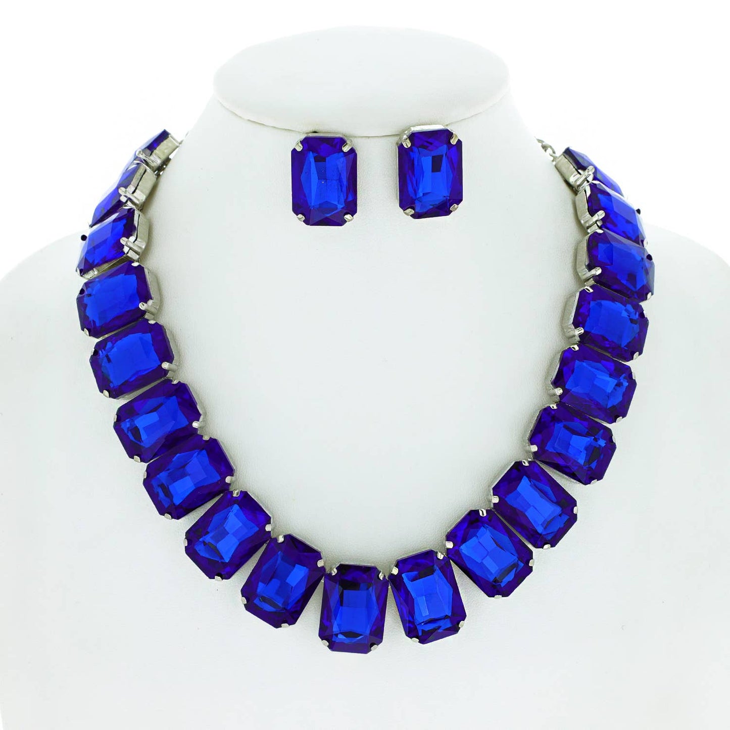 Crystal Octagon Cut Collar Necklace Set