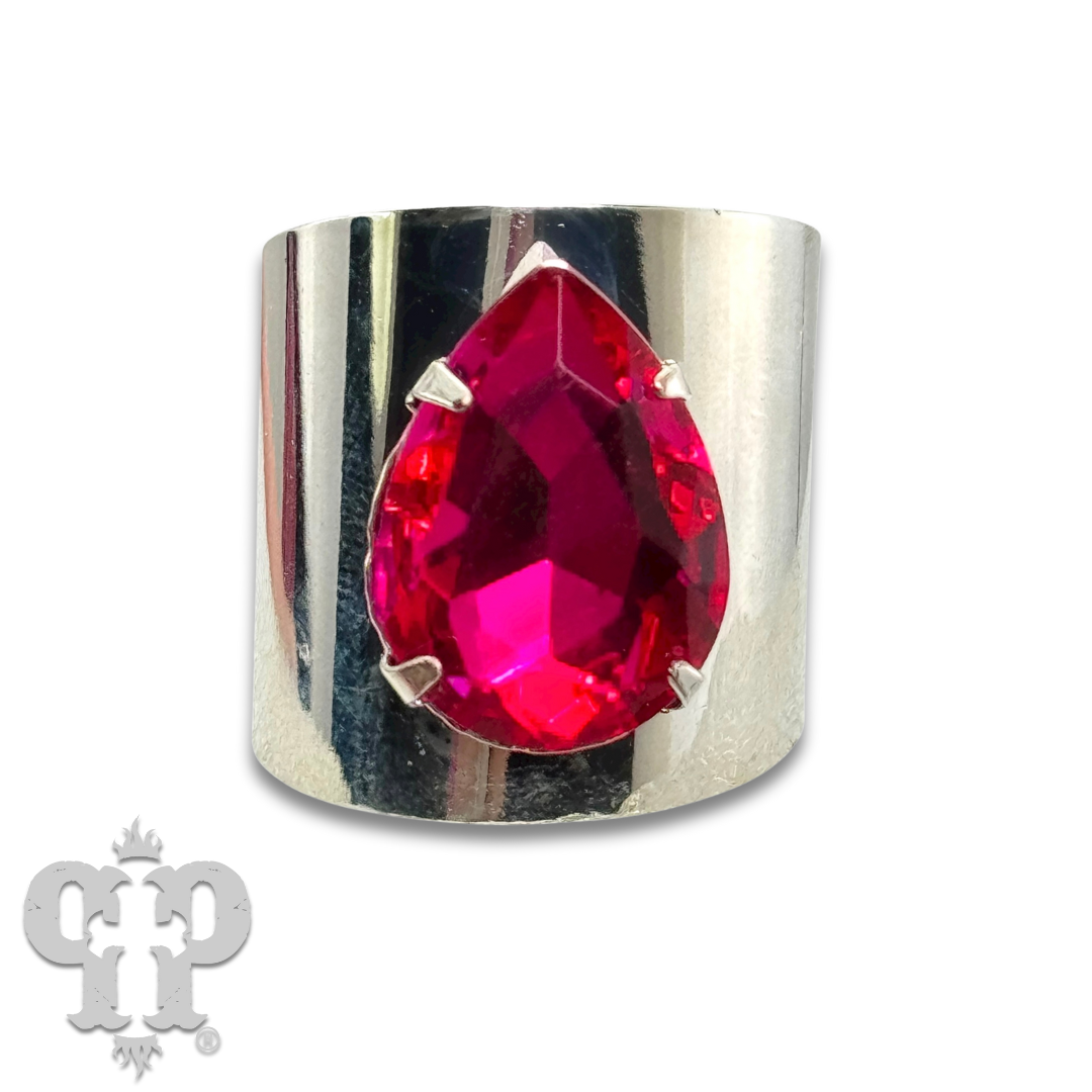 Rhinestone teardrop adjustable base ring - LC