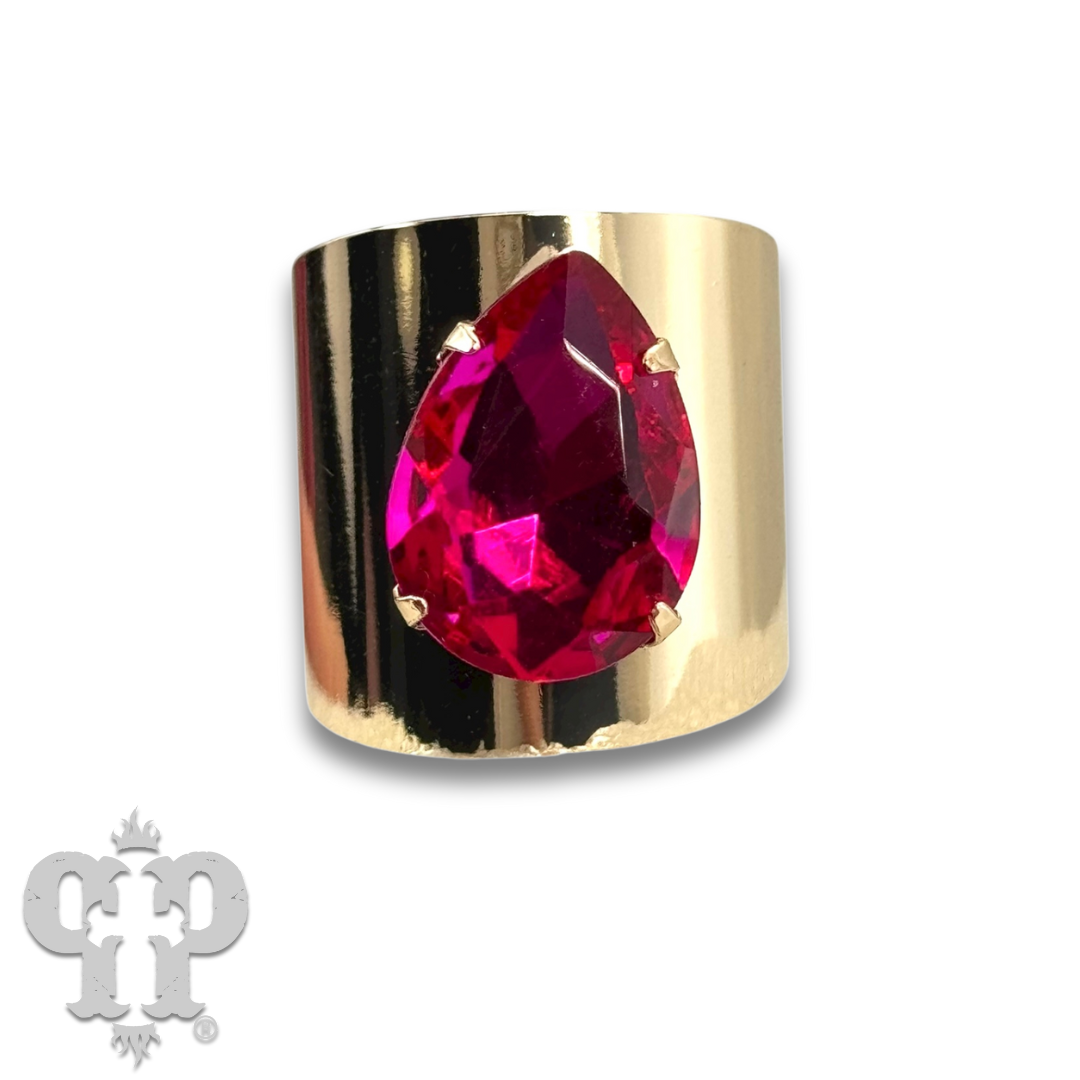 Rhinestone teardrop adjustable base ring - LC
