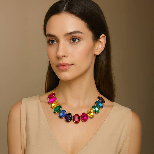 Oval Stone Evening Necklace