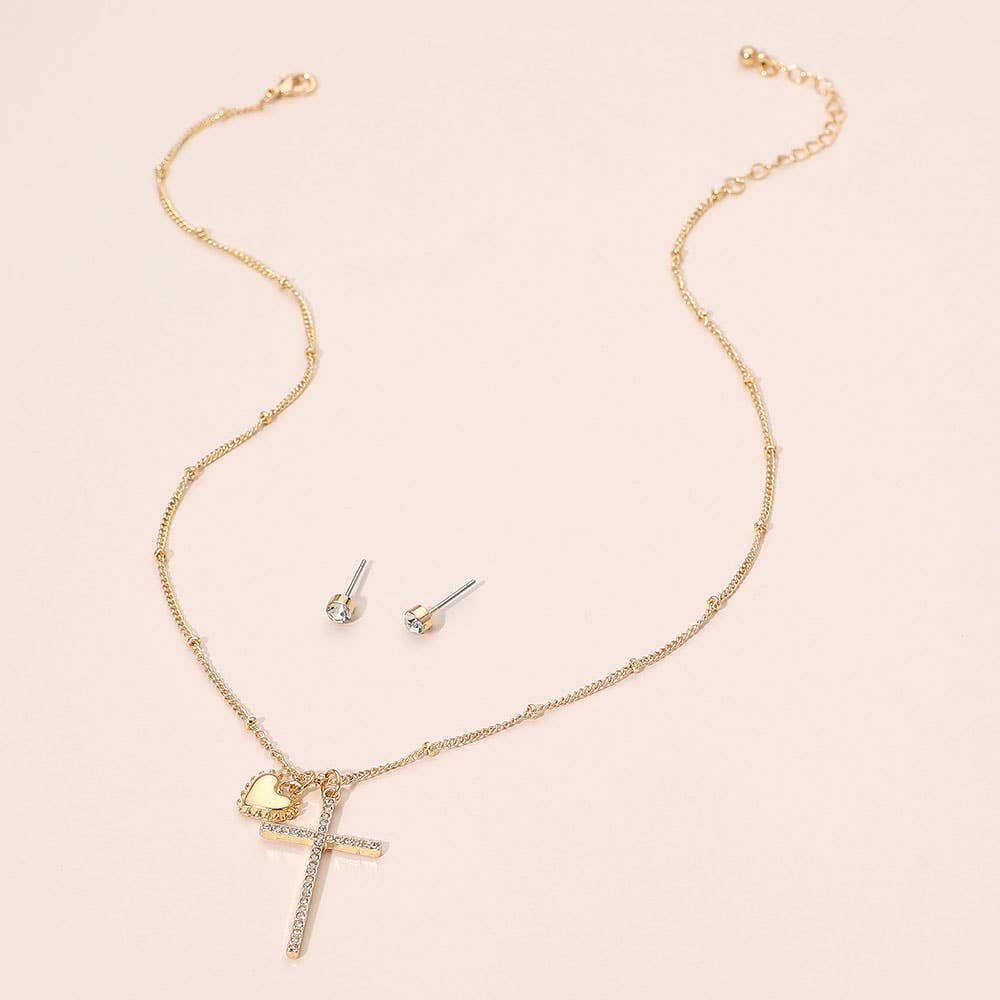 Heart Cross Pendant Necklace