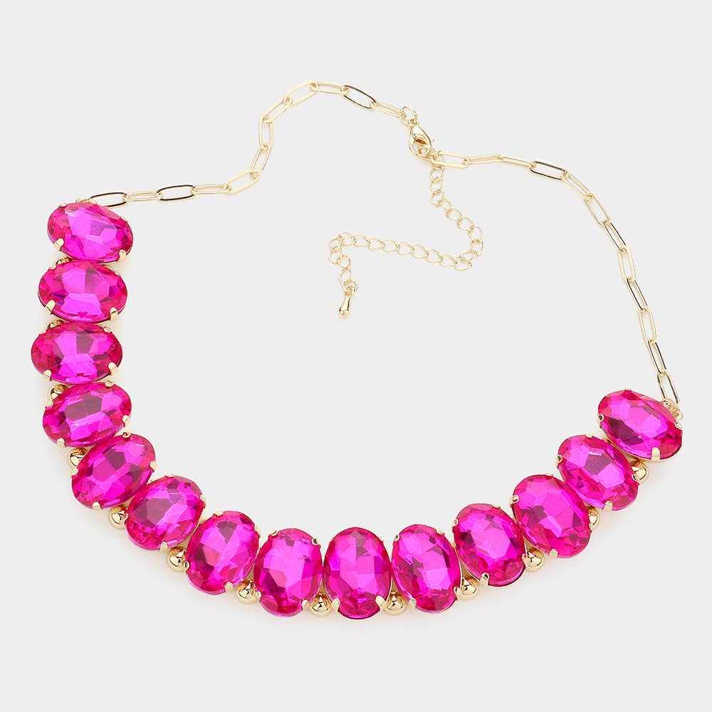 Oval Stone Evening Necklace