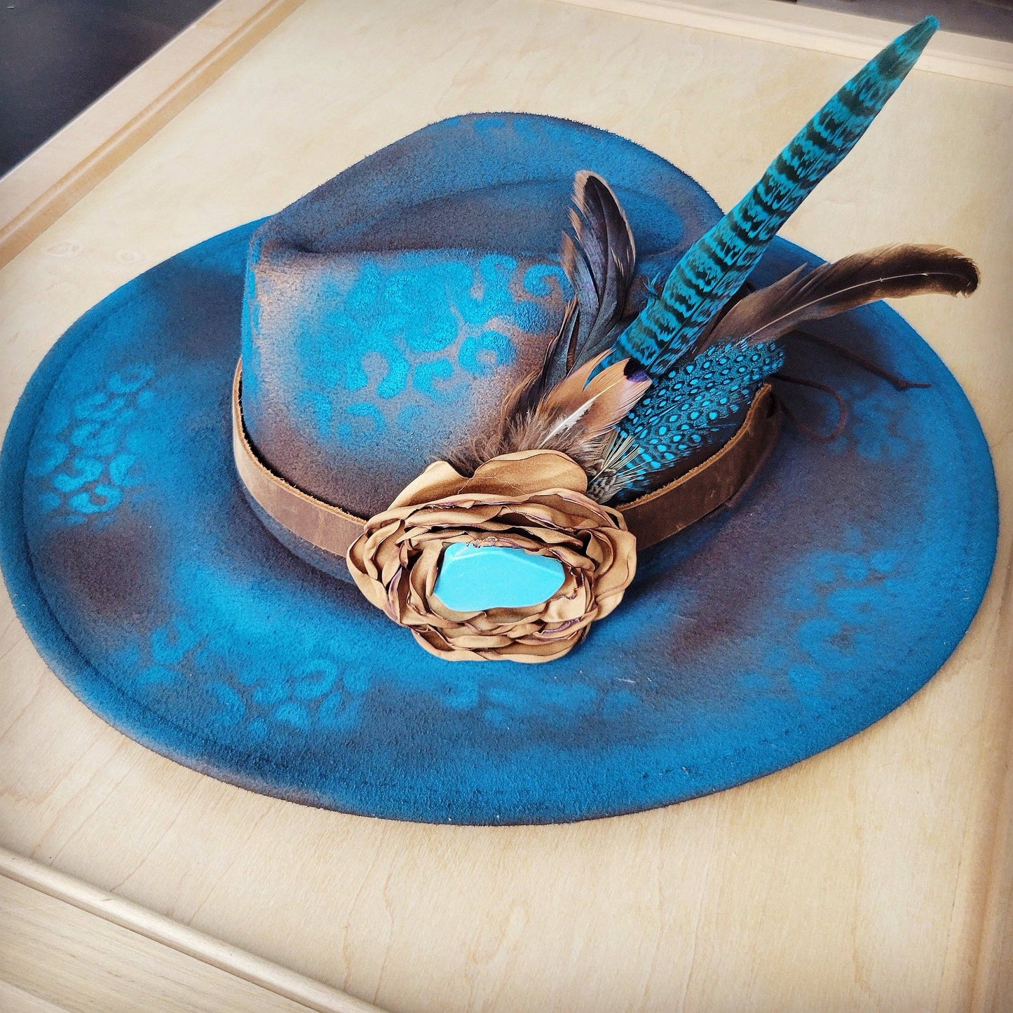 CUSTOM Hand-Painted Cowgirl Western Boho Hat A112