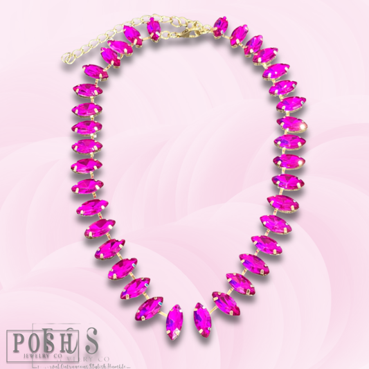 Marquise shape rhinestone necklace - LC