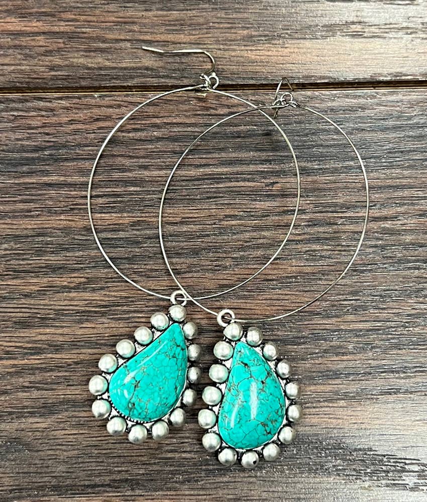 724180, Turquoise Hoop Earrings