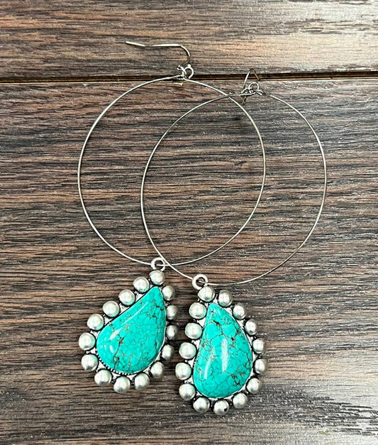724180, Turquoise Hoop Earrings