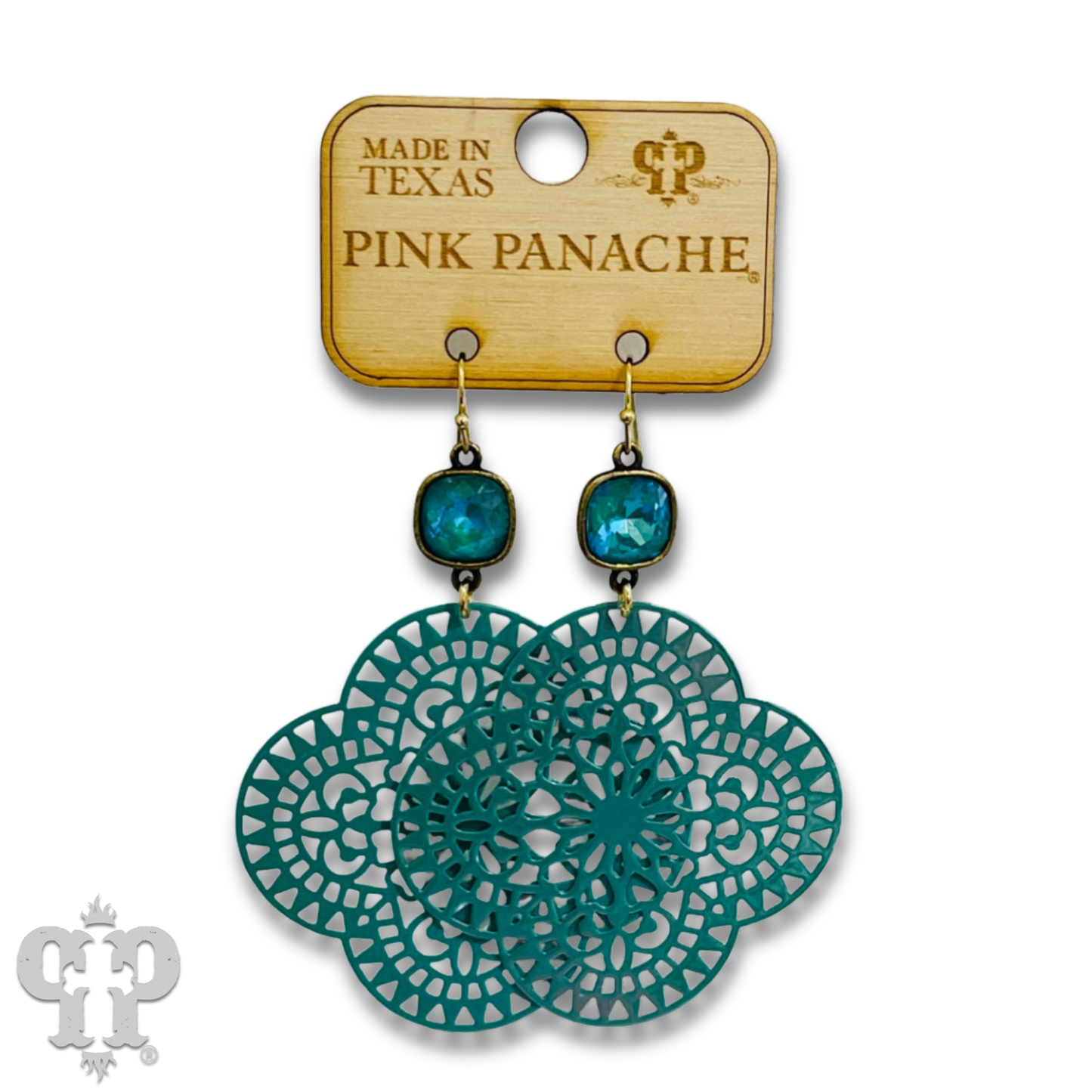 Lace design clover earring with Austrian crystal - LC