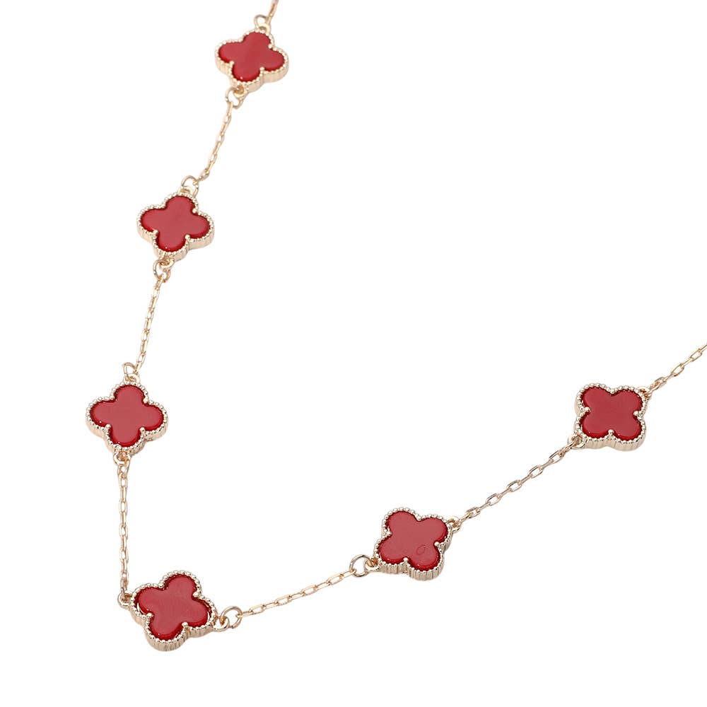 Quatrefoil Stone Station Necklace