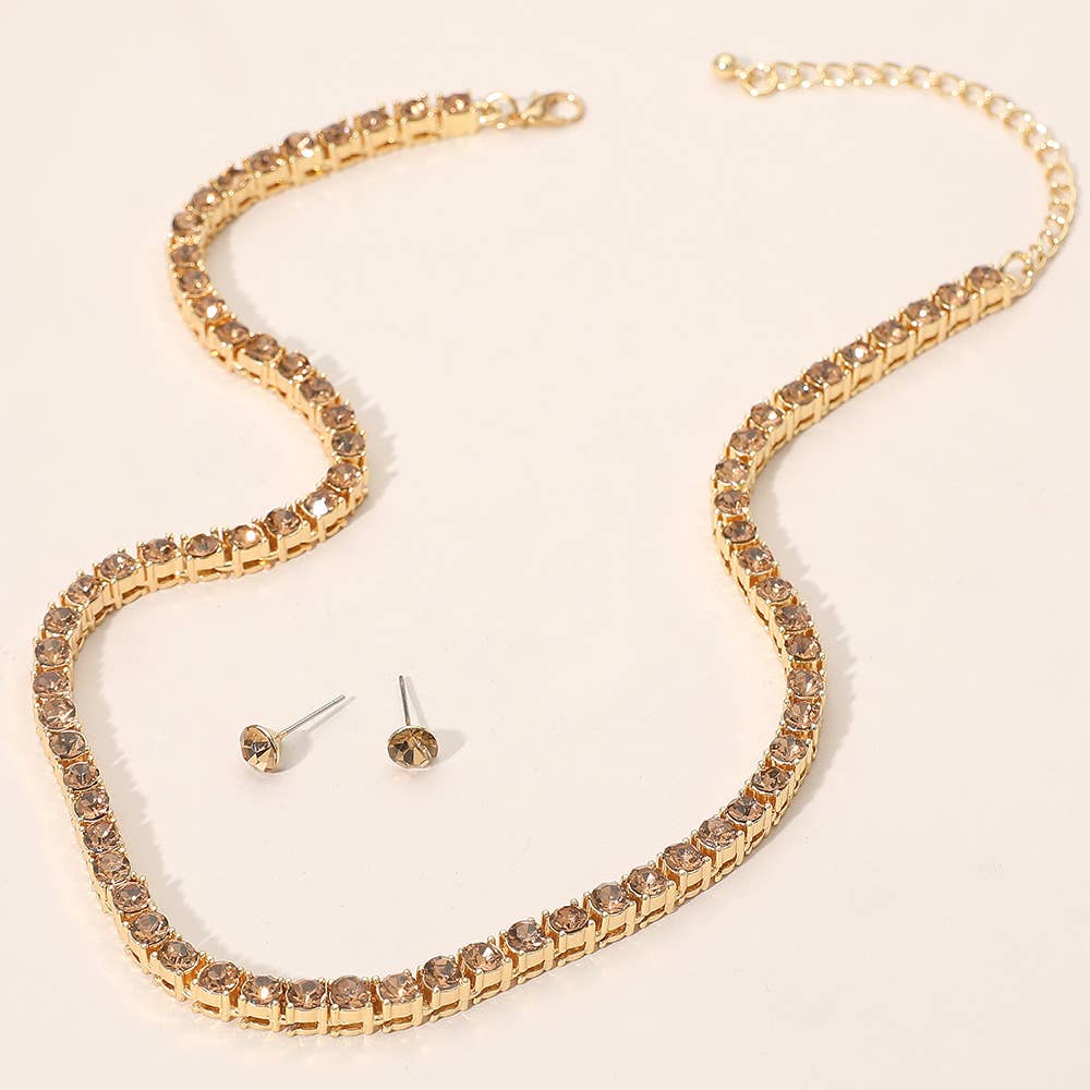 Rhinestone Tennis Chain Necklace