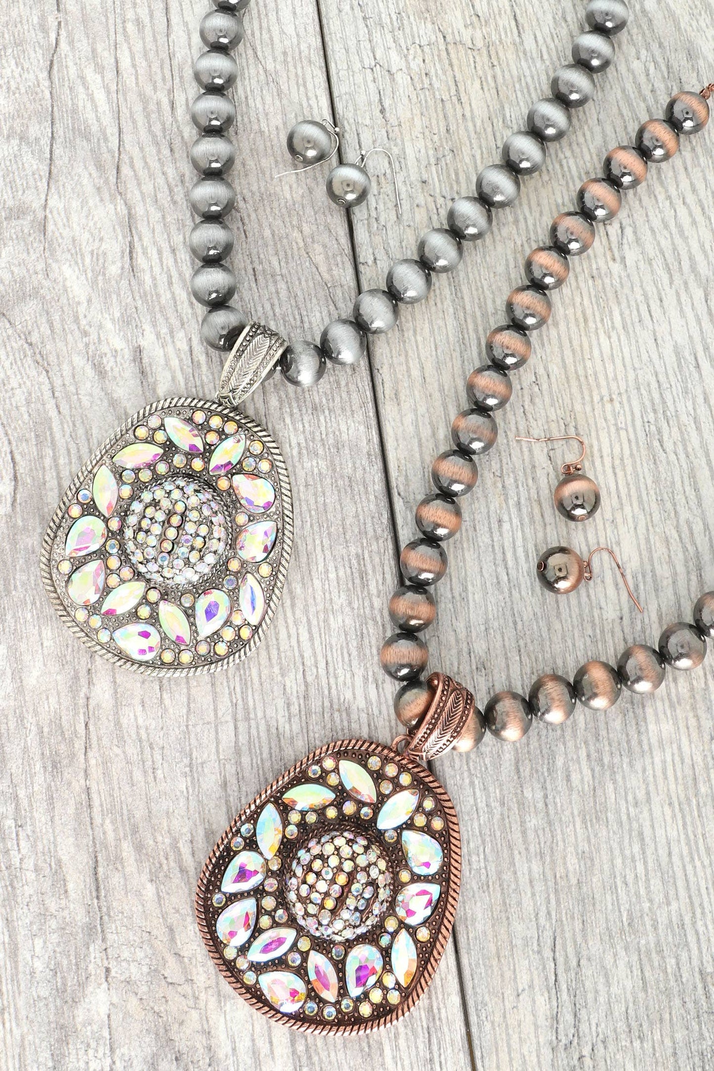 Western Crystal Cowboy Hat Necklace Set