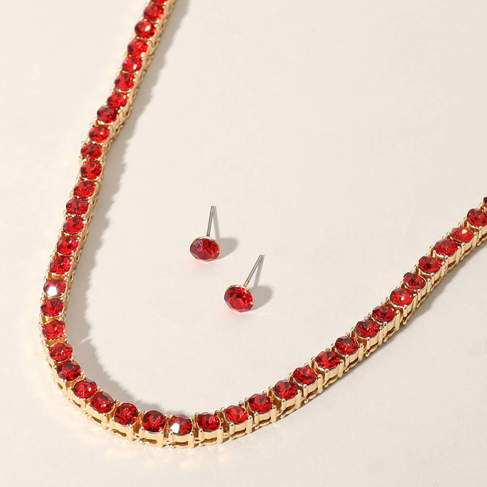 Rhinestone Tennis Chain Necklace