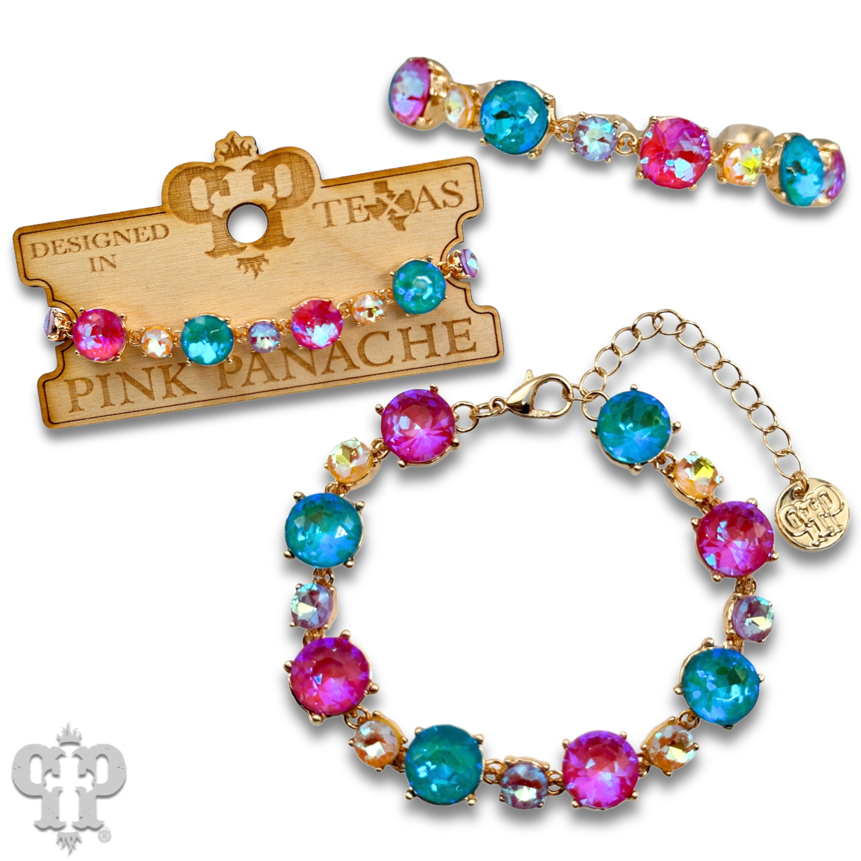 Multi-color rhinestone bracelet