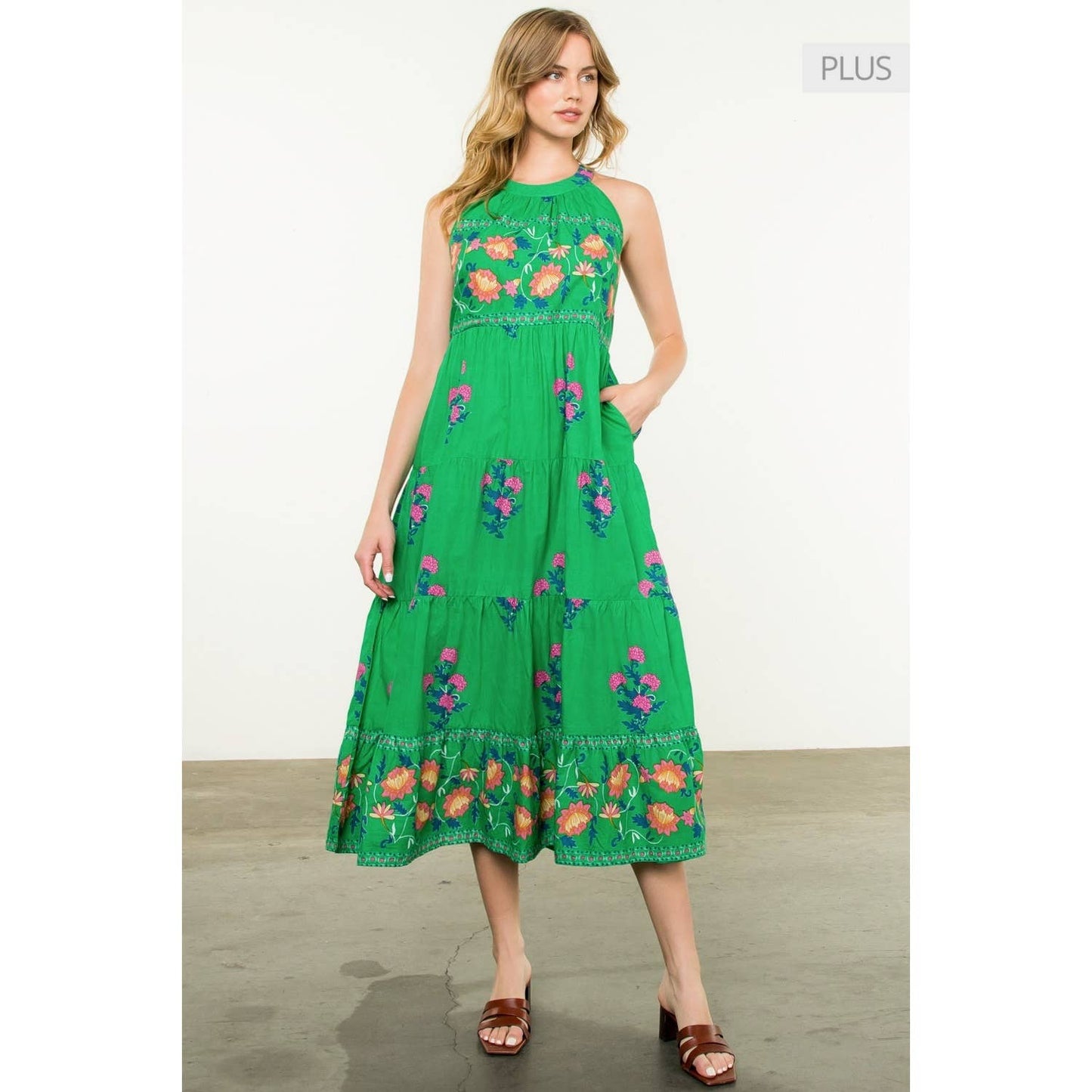 /Size XL/ Halter Neck Floral Print Maxi Dress