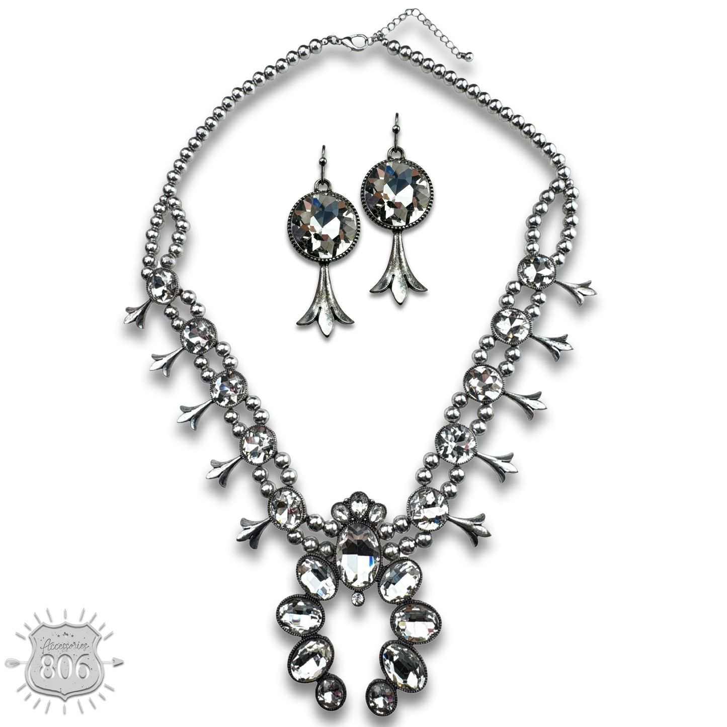 Rhinestone squash blossom necklace set - LC