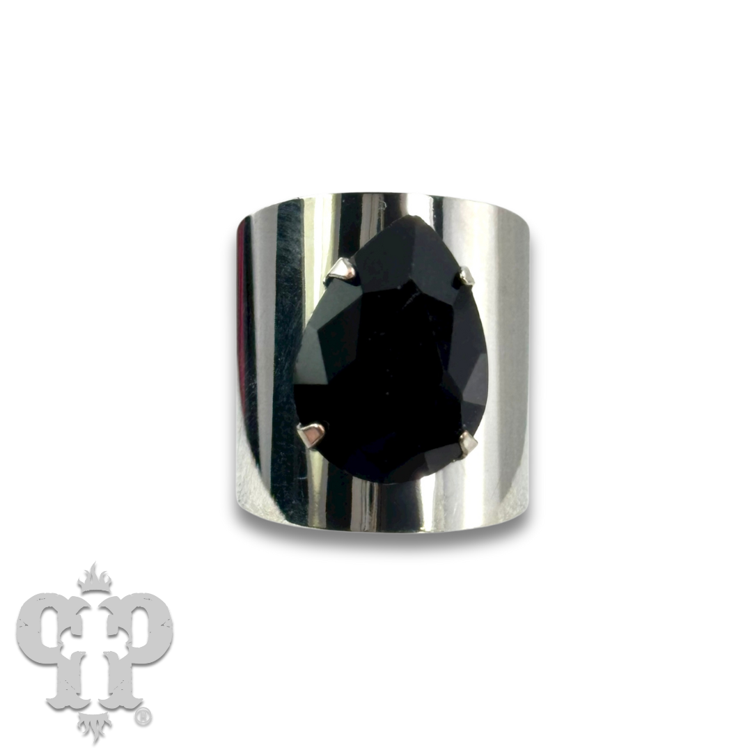Rhinestone teardrop adjustable base ring - LC