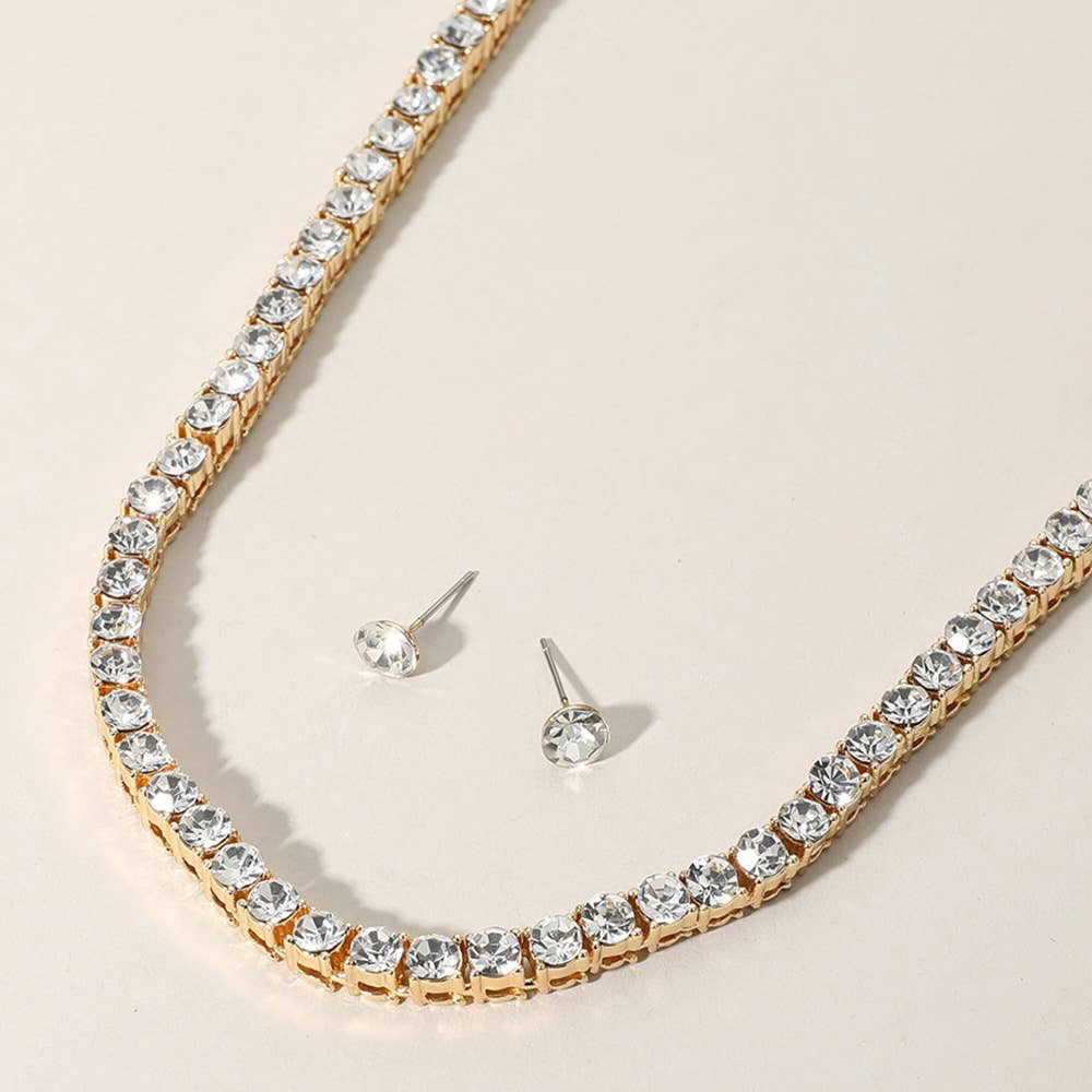 Rhinestone Tennis Chain Necklace