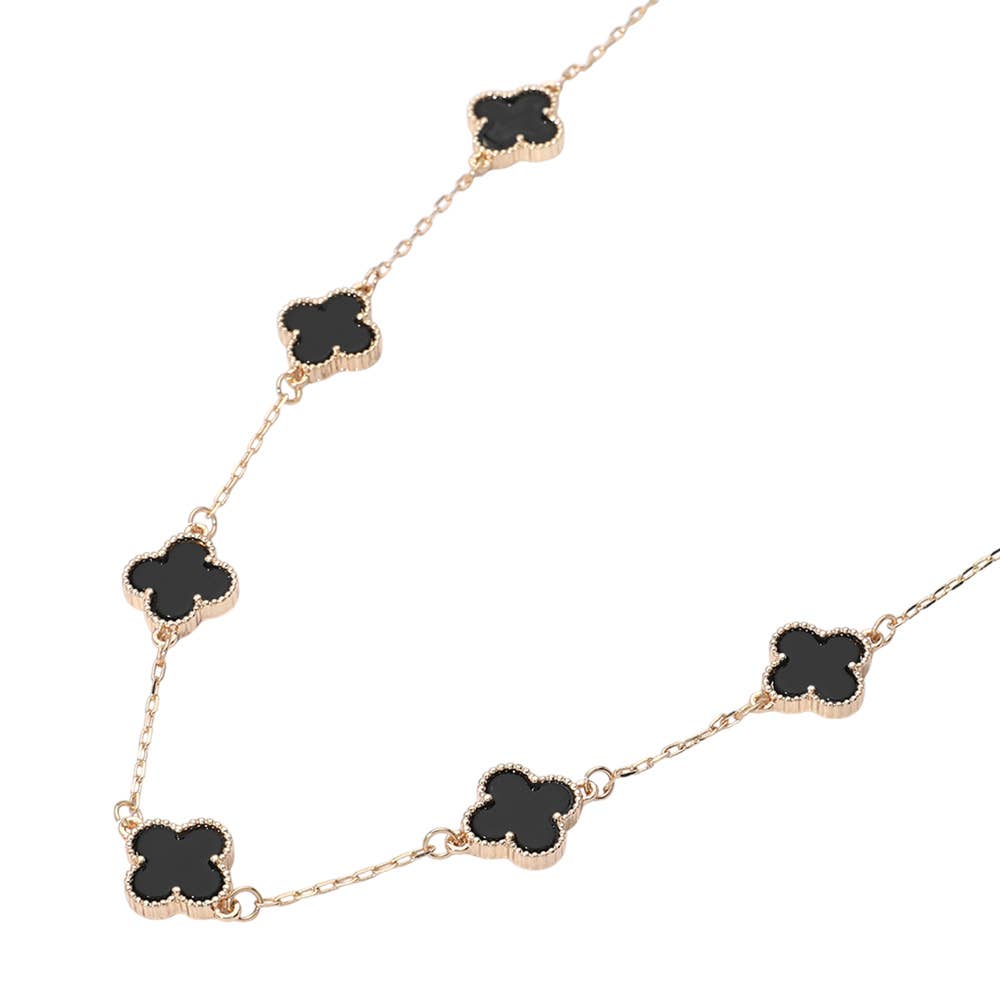 Quatrefoil Stone Station Necklace