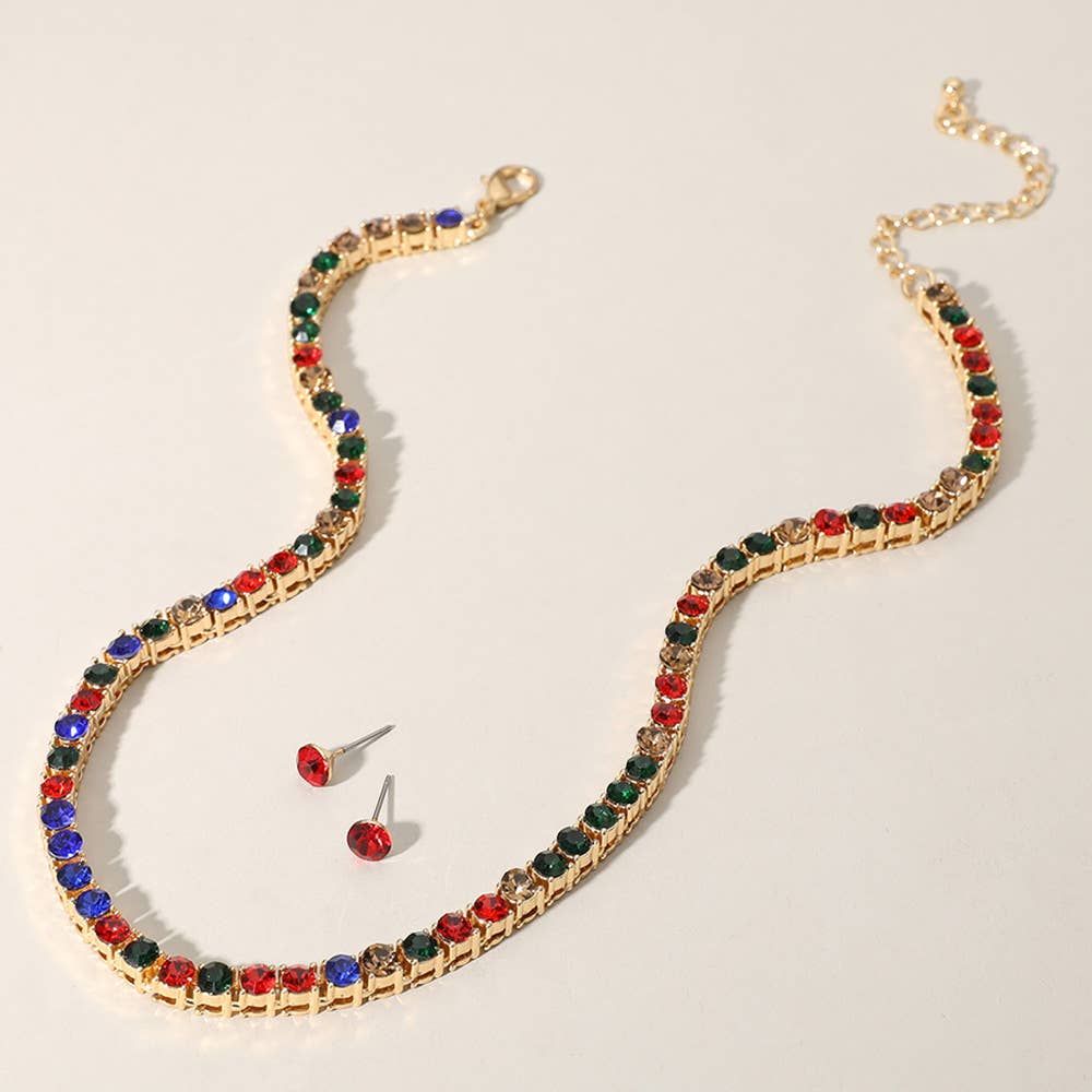 Rhinestone Tennis Chain Necklace