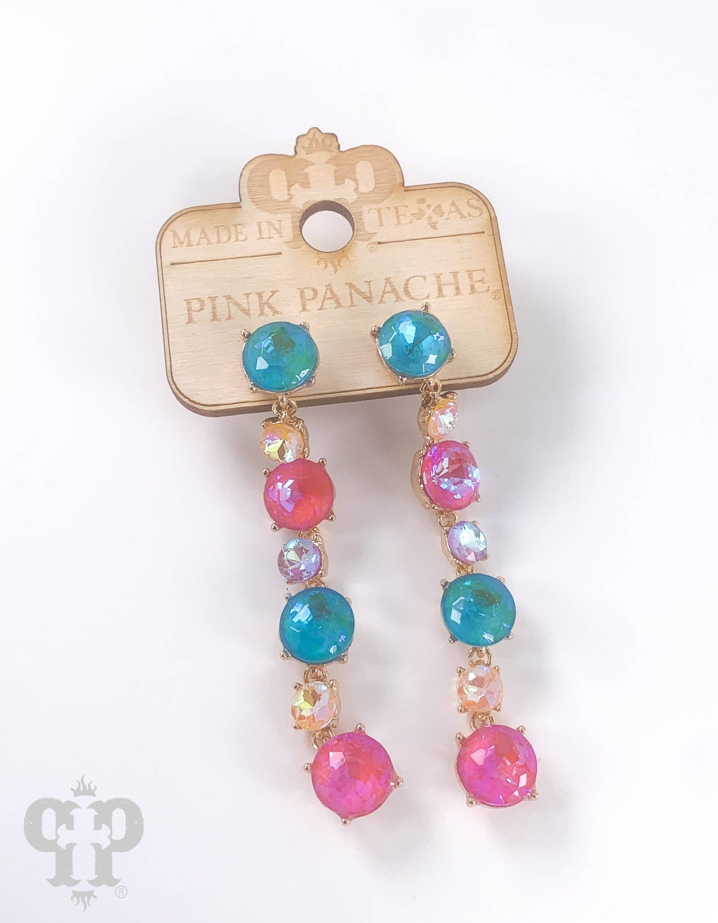 Multi-color rhinestone drop earring