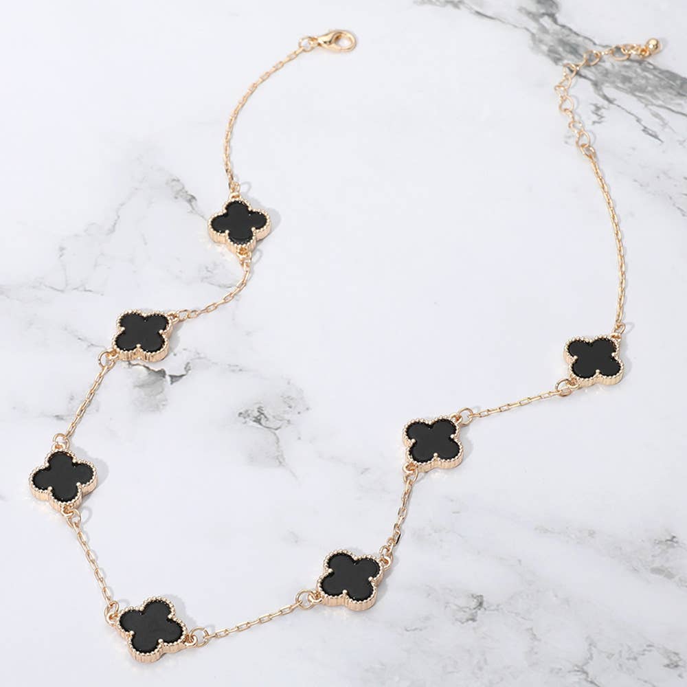 Quatrefoil Stone Station Necklace